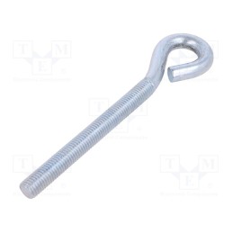 10 pcs : HO12170 - Hook, ring, steel, zinc, Thread len: 112mm, Overall len: 170mm