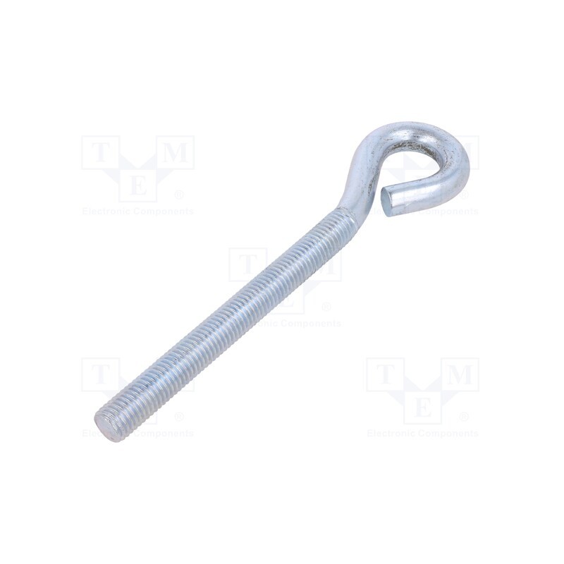 10 pcs : HO12170 - Hook, ring, steel, zinc, Thread len: 112mm, Overall len: 170mm