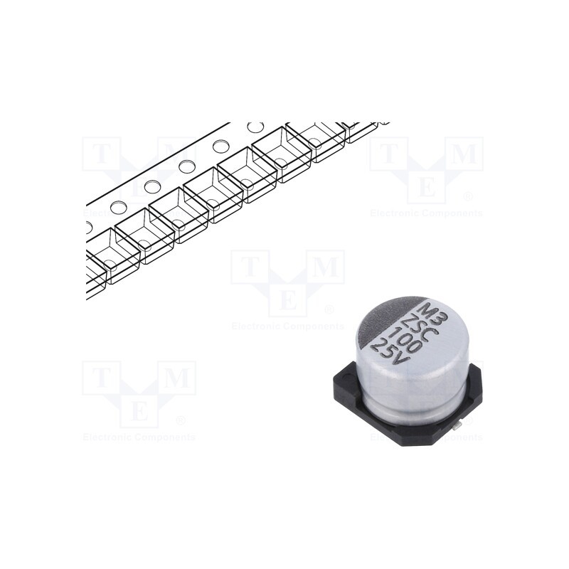 50 pcs : ZSC00AE1011EARL - Capacitor: electrolytic, low ESR, SMD, 100uF, 25VDC, Ø8x6.5mm, ±20%