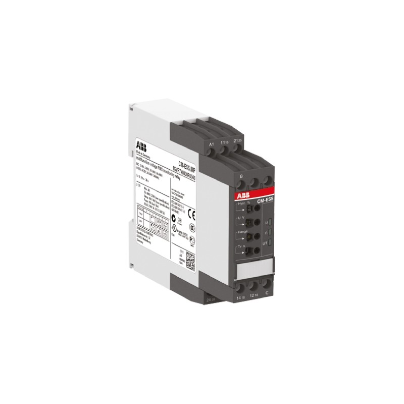 1 pcs - ABB Voltage Monitoring Relay, 1 Phase, DPDT, 3-30 V, 6-60 V, 30-300 V, 60-600 V, DIN Rail