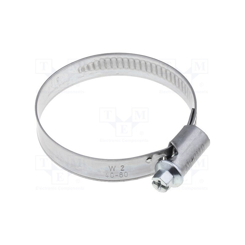 10 pcs : 52009040 - Worm gear clamp, 40÷60mm, steel, Plating: zinc