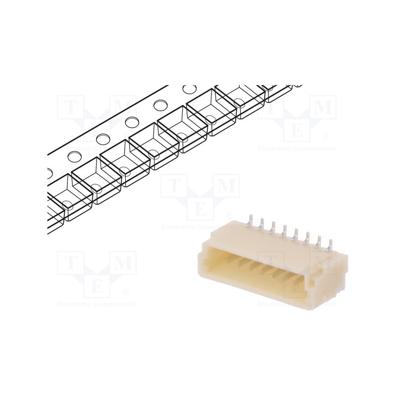 10 pcs : BM08B-SRSS-TB (LF)(SN) - Socket, wire-board, male, SH,SR, 1mm, PIN: 8, SMT, 50V, 1A, -25÷85°C