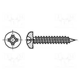 500 pcs : K5.5X16/D7981C-A2 - Screw, 5.5x16, Head: cheese head, Phillips, PH3, Øhead: 10.8mm