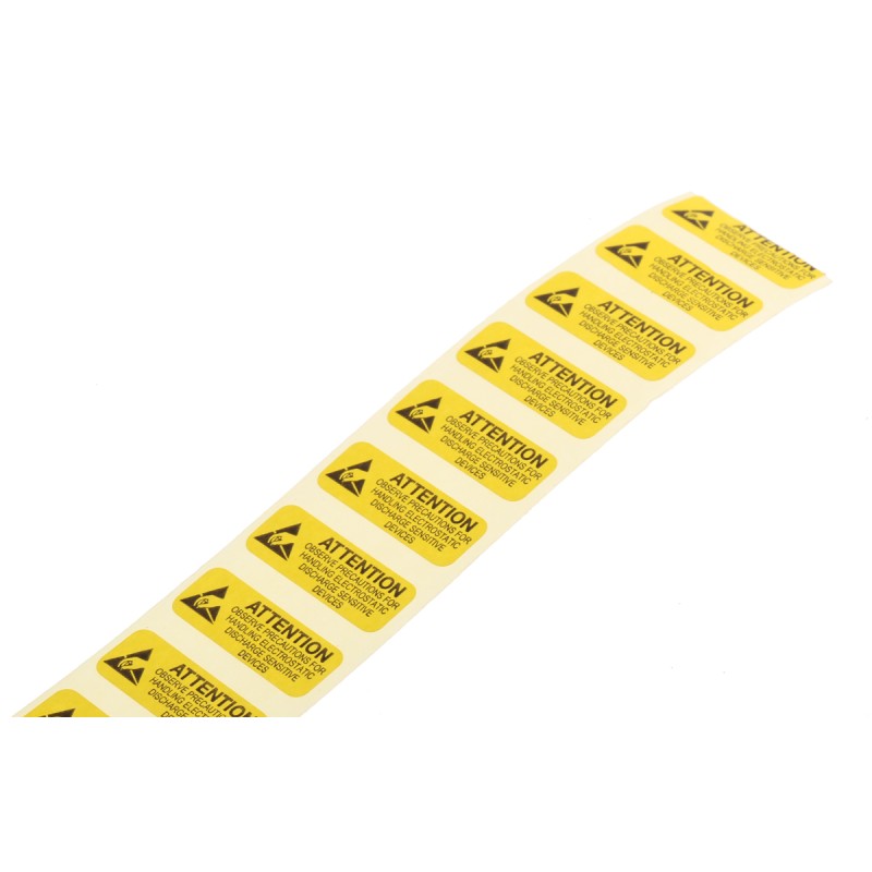1 Reel of 1000 - RS PRO Yellow Paper ESD Label, Attention-Text 25 mm x 10mm