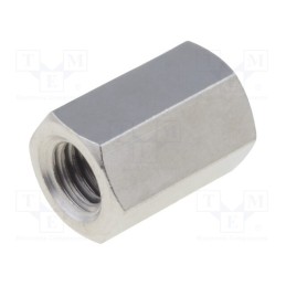 50 pcs : 118X12 - Screwed spacer sleeve, 12mm, Int.thread: M5, hexagonal, brass