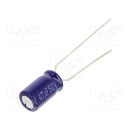 50 pcs : ECA1HM470B - Capacitor: electrolytic, THT, 47uF, 50VDC, Ø6.3x11.2mm, Pitch: 5mm