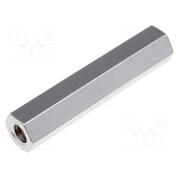 50 pcs : M30025.00.65 - Screwed spacer sleeve, 25mm, Int.thread: M3, brass, nickel