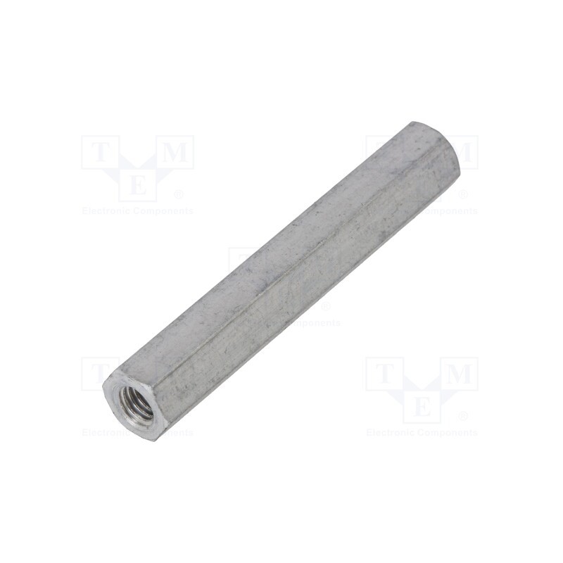 50 pcs : 138X50 - Screwed spacer sleeve, 50mm, Int.thread: M5, hexagonal, aluminium