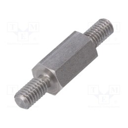 50 pcs : 446X12 - Screwed spacer sleeve, 12mm, Ext.thread: M4, hexagonal