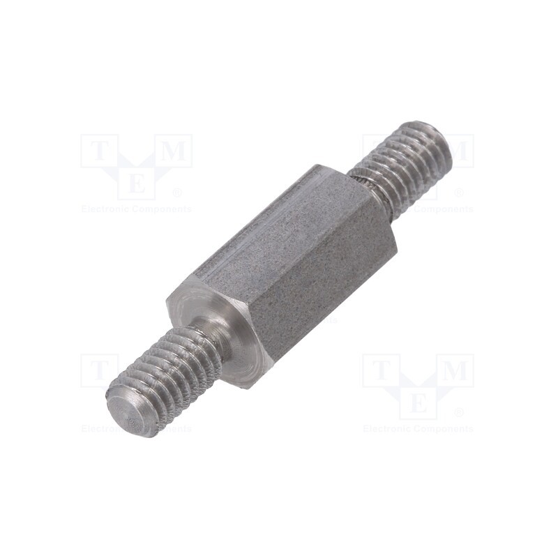 50 pcs : 446X12 - Screwed spacer sleeve, 12mm, Ext.thread: M4, hexagonal