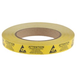 1 Reel of 1000 - SCS Black, Yellow Paper ESD Label, Observe Precautions for Handling Electrostatic Sensitive Devices-Text 16 mm 