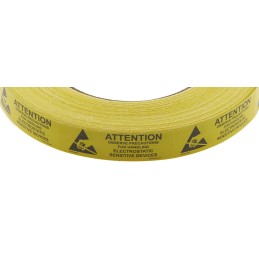 1 Reel of 1000 - SCS Black, Yellow Paper ESD Label, Observe Precautions for Handling Electrostatic Sensitive Devices-Text 16 mm 