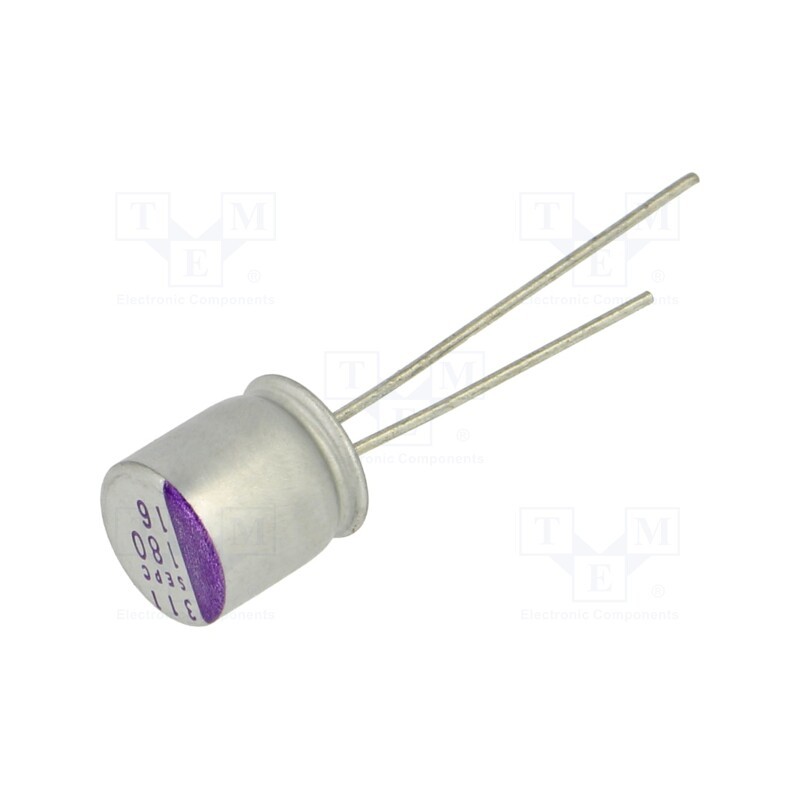 10 pcs : 16SEPC180MX - Capacitor: polymer, 180uF, 16VDC, SEPC, THT, ±20%, -55÷105°C, 5000h