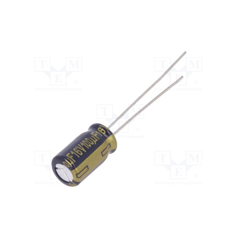 20 pcs : EEUFC1C101 - Capacitor: electrolytic, low ESR, THT, 100uF, 16VDC, Ø6.3x11.2mm