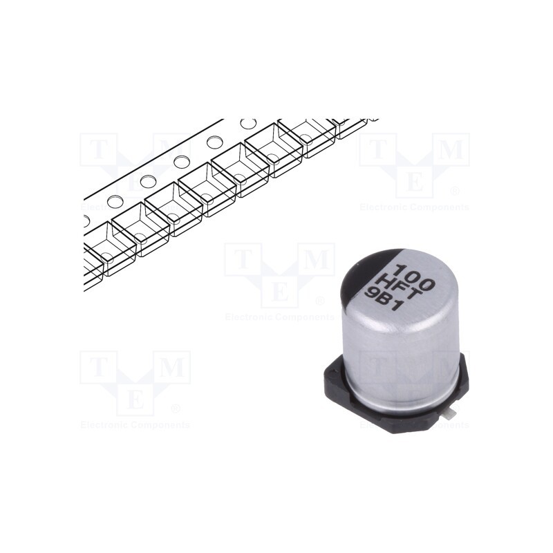 20 pcs : EEEFTH101XAP - Capacitor: electrolytic, low ESR, SMD, 100uF, 50VDC, Ø6.3x7.7mm