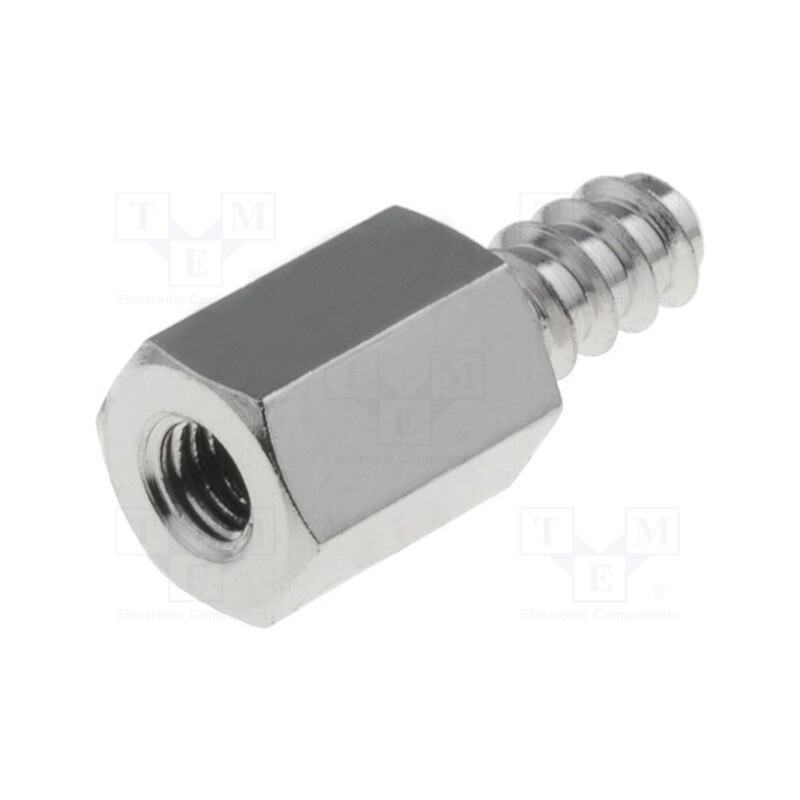 50 pcs : 215ST3.5X08 - Screwed spacer sleeve, 8mm, Int.thread: M3, Ext.thread: ST3,5