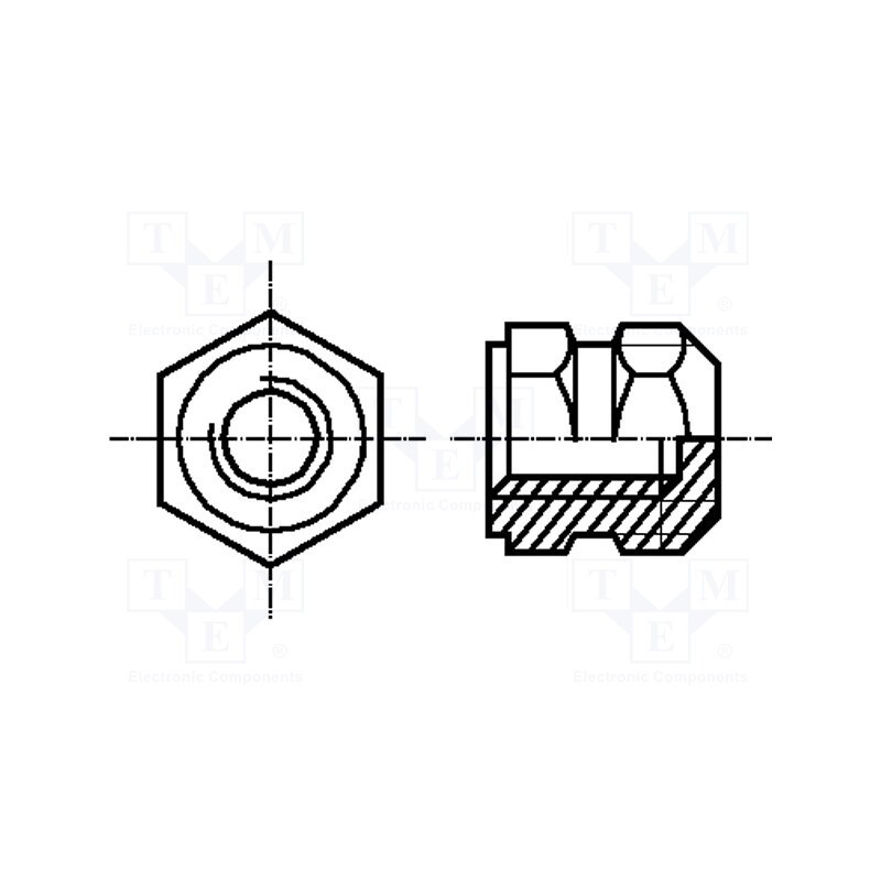 100 pcs : 1385968 - Threaded insert, brass, M5, BN 1042, DIN 16903P