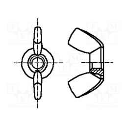 100 pcs : 1242792 - Nut, winged, M4, 0.7, A2 stainless steel, BN 644