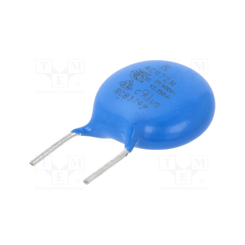 50 pcs : C967U472MYWDAAWL50 - Capacitor: ceramic, X1/Y2, 4.7nF, Y5U, ±20%, THT, 7.5mm
