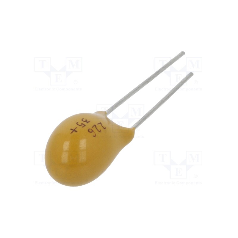 10 pcs : TC-22/35/A1 - Capacitor: tantalum, 22uF, 35VDC, THT, ±20%, -55÷85°C, 2.54mm