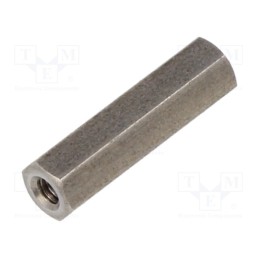 50 pcs : 141X15 - Screwed spacer sleeve, 15mm, Int.thread: M2, hexagonal