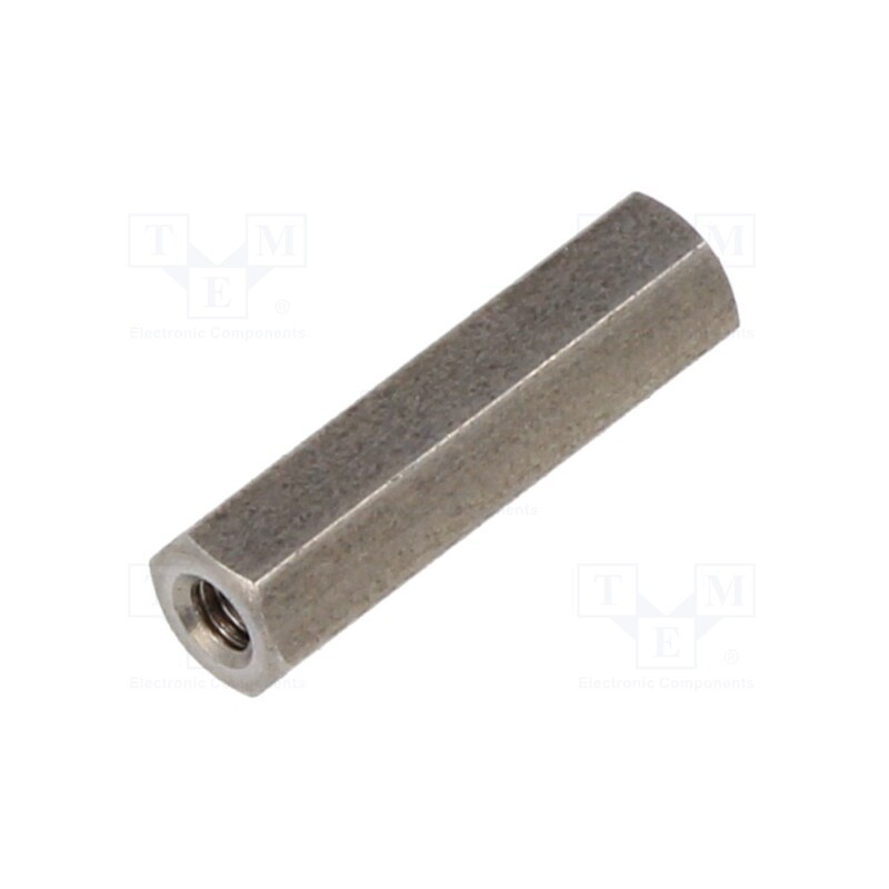 50 pcs : 141X15 - Screwed spacer sleeve, 15mm, Int.thread: M2, hexagonal