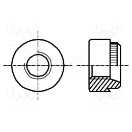 100 pcs : 1097938 - Insert nut, round, M4, steel, Plating: zinc, BN 197, push-on