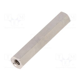 50 pcs : 116X40 - Screwed spacer sleeve, 40mm, Int.thread: M4, hexagonal, brass