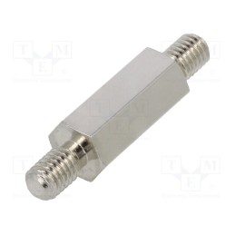 50 pcs : 418X18 - Screwed spacer sleeve, 18mm, Ext.thread: M5, hexagonal, brass