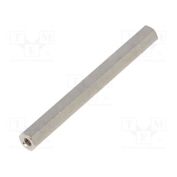 50 pcs : 114X55 - Screwed spacer sleeve, 55mm, Int.thread: M3, hexagonal, brass