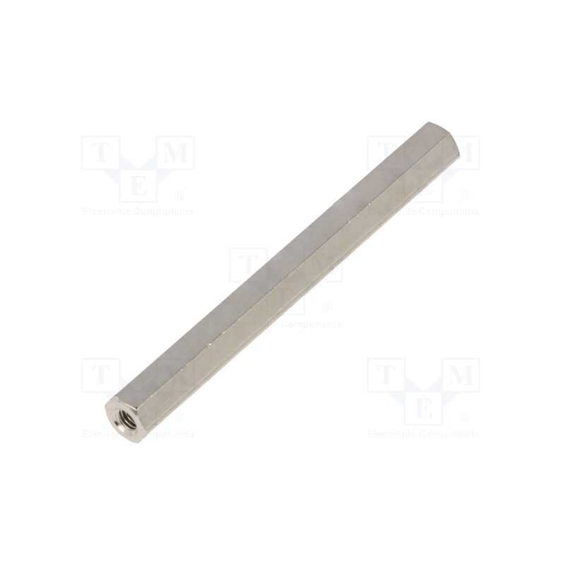 50 pcs : 114X55 - Screwed spacer sleeve, 55mm, Int.thread: M3, hexagonal, brass