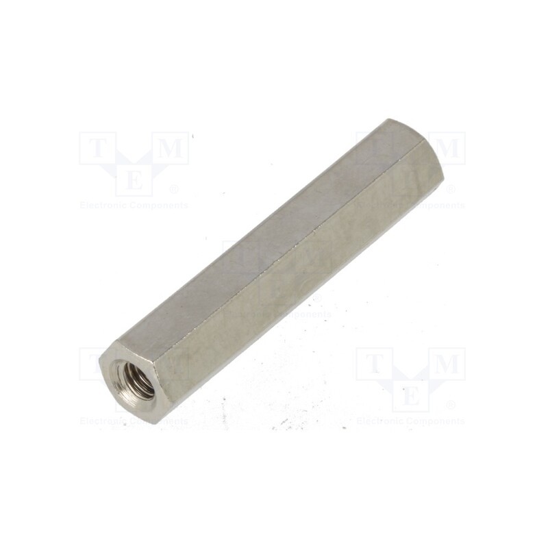 50 pcs : 116X35 - Screwed spacer sleeve, 35mm, Int.thread: M4, hexagonal, brass