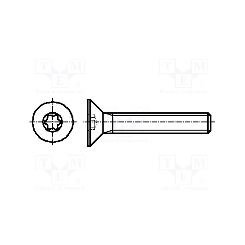 500 pcs : 3061704 - Screw, M5x12, 0.8, Head: countersunk, Torx®, TX25, ISO 14581