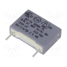 50 pcs : R413F1100JH00M - Capacitor: polypropylene, 1nF, 13x4x9mm, THT, ±20%, 10mm, -40÷110°C