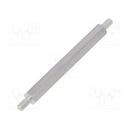 50 pcs : 436X60 - Screwed spacer sleeve, 60mm, Ext.thread: M4, hexagonal, aluminium