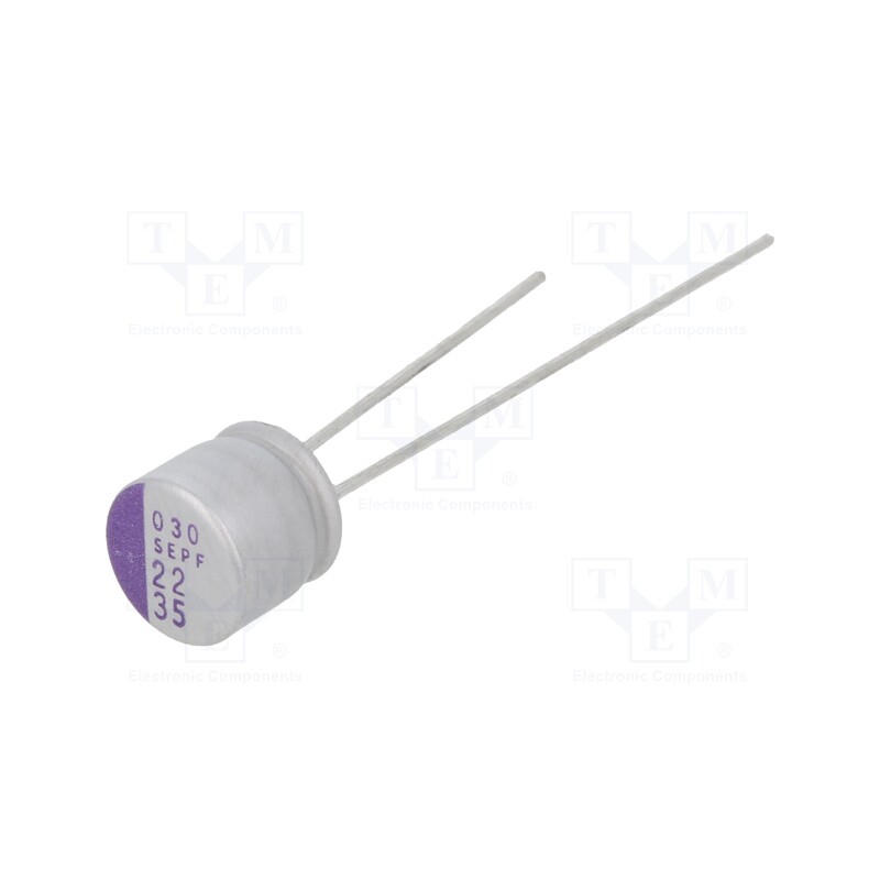10 pcs : 35SEPF22M - Capacitor: polymer, 22uF, 35VDC, SEPF, THT, ±20%, -55÷105°C, OS-CON
