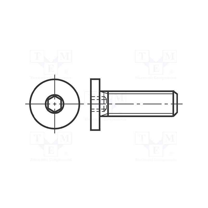 100 pcs : 1415557 - Screw, M4x8, 0.7, Head: cheese head, hex key, HEX 2mm, steel