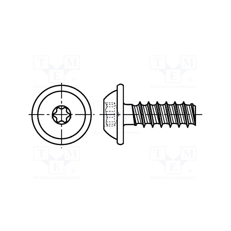 500 pcs : 3205501 - Screw, for plastic, with flange, 3x6, Head: button, Torx®, TX10