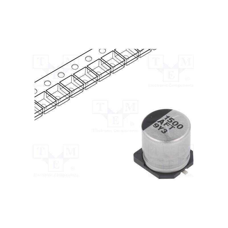 10 pcs : EEEFT1A152AP - Capacitor: electrolytic, low ESR, SMD, 1500uF, 10VDC, Ø10x10.2mm