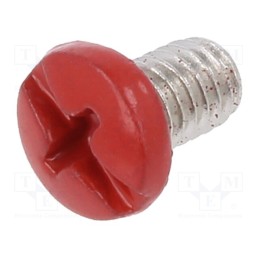 100 pcs : 2663381 - Screw, M4x6.4, 0.7, Head: cheese head, Phillips,slotted, brass, red