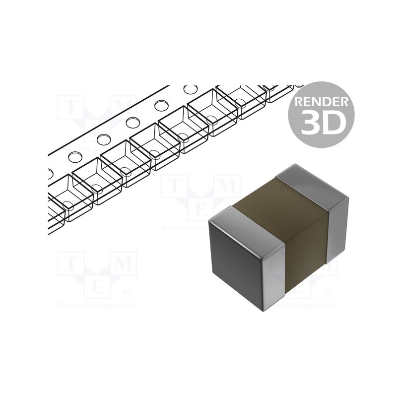 500 pcs : 0805B105K250CT - Capacitor: ceramic, 1uF, 25V, X7R, ±10%, 0805