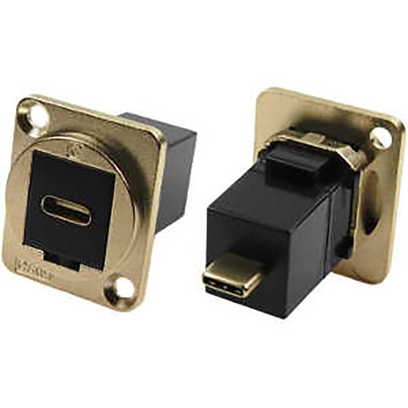 1 pcs - RS PRO Straight, Panel Mount, Female to Male Type C IP40 Feedthrough USB Connector