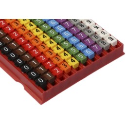 1 Bag of 200 - HellermannTyton WIC1 Snap On Cable Markers, assorted colours, Pre-printed '0 - 9', 2 - 2.8mm Cable