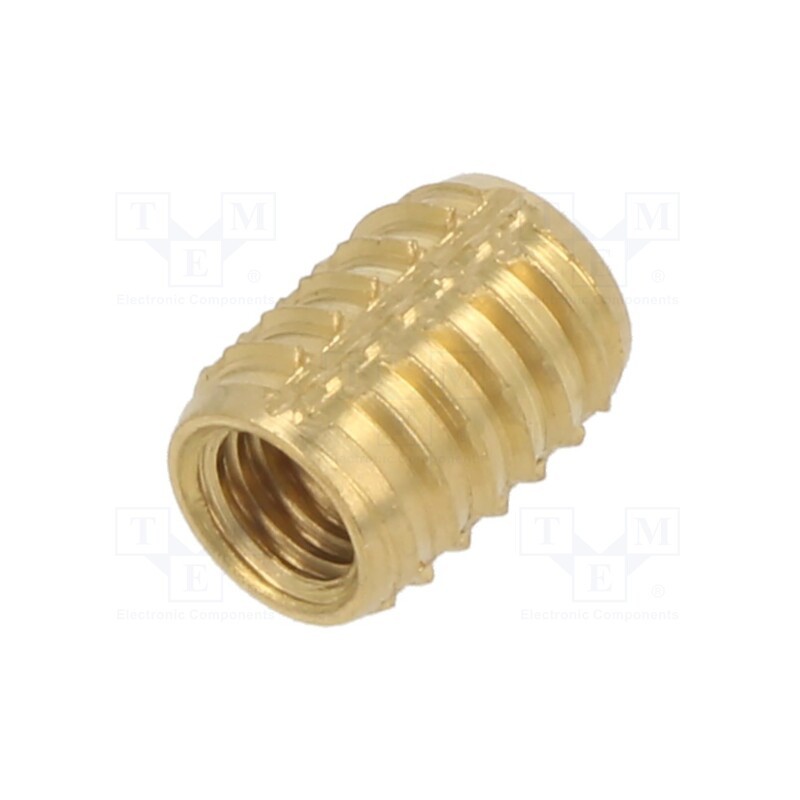 100 pcs : 137M5 - Threaded insert, brass, M5, BN 37915, L: 10mm, TRISERT®