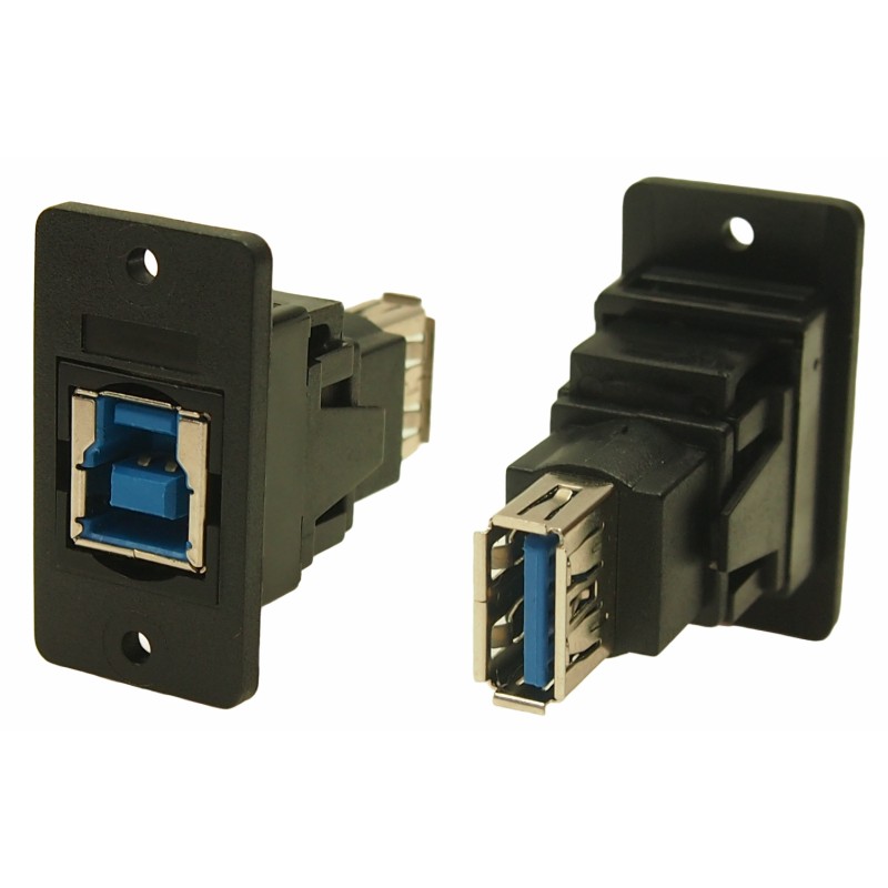 1 pcs - RS PRO Straight, Panel Mount, Socket to Socket Type B to A 3.0 USB Connector