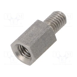 50 pcs : 248X10 - Screwed spacer sleeve, 10mm, Int.thread: M5, Ext.thread: M5