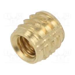 100 pcs : 139M4 - Threaded insert, brass, M4, L: 5.6mm, TRISERT®