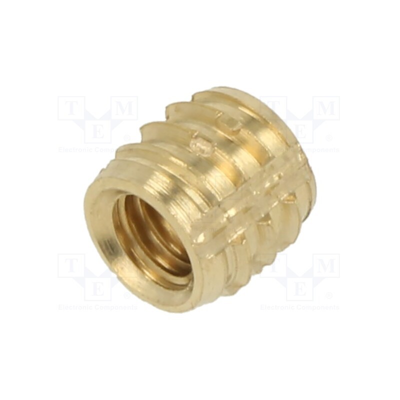 100 pcs : 139M4 - Threaded insert, brass, M4, L: 5.6mm, TRISERT®