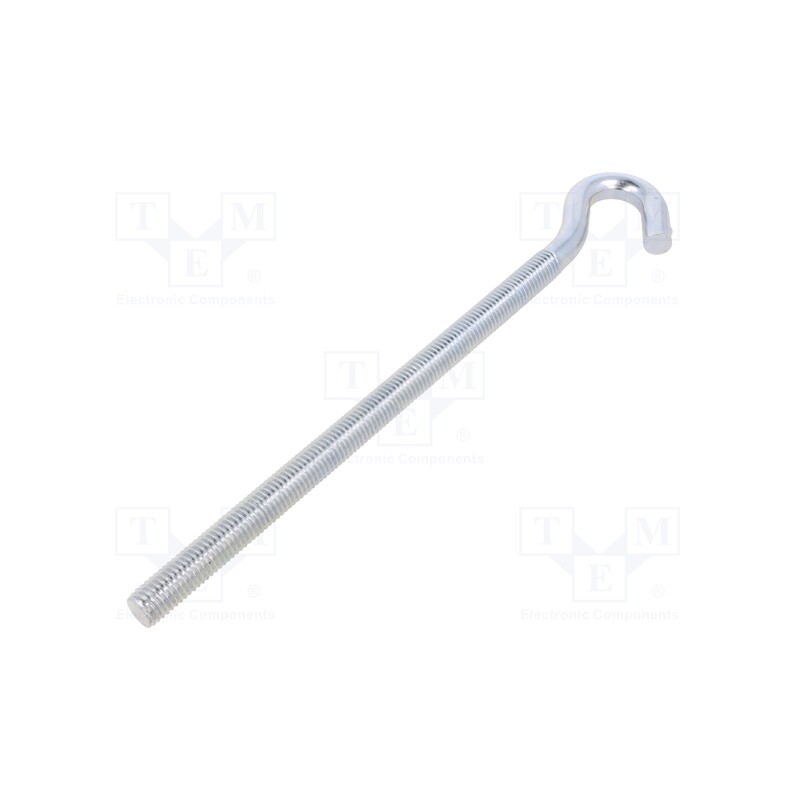 10 pcs : HZ12255 - Hook, angular, steel, zinc, Thread len: 197mm, Overall len: 255mm