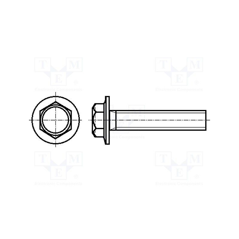 500 pcs : 1345915 - Screw, with flange, M3x8, 0.5, Head: hexagonal, steel, zinc